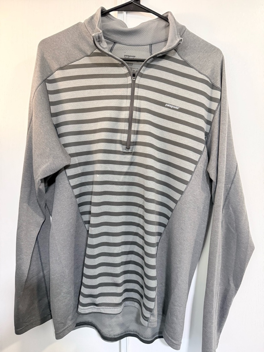 Patagonia Grey Striped Quarter-Zip Pullover